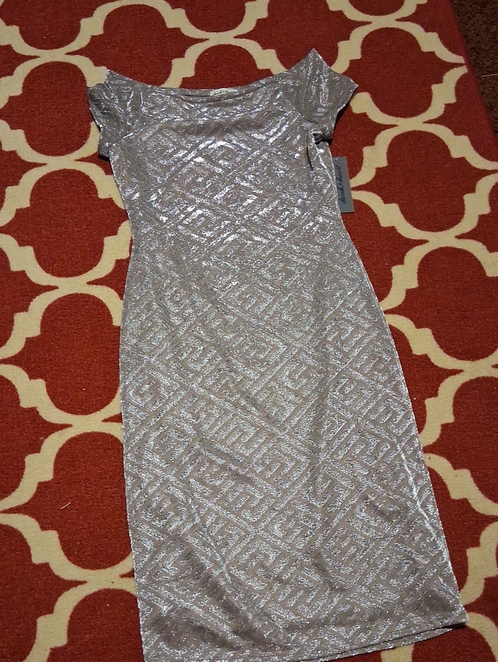Derek Heart Silver Sequin Midi Dress